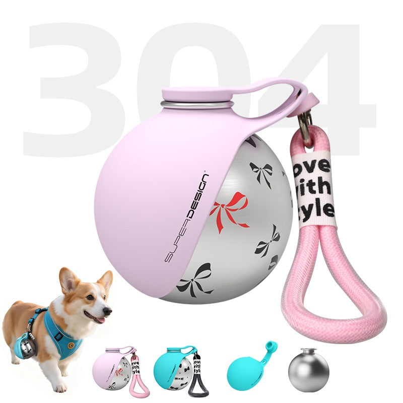 Portable Stainless Steel Pet Water Bottle with Waste Bag Dispenser